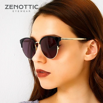 Metal güneş Gözlüğü Erkek Kadın Lüks Marka Tasarımcısı Gözlük Güneş Gözlük Sol Oculos De Moda Gafas ZENOTTİC Yarı Kare Ayna 