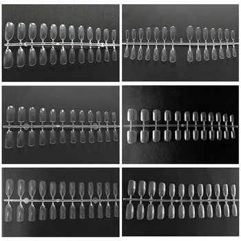 24 ADET Fransız Şeffaf Beyaz Ayak Tırnaklarını Yanlış Nail İpuçları Sahte Ayak Tırnağı İpucu Manikür Poli tırnak jeli Hızlı Yapı Kalıp İpuçları QX01
