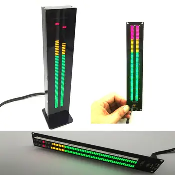 Çift 60 LED Müzik Spektrum Ekran Analizörü Stereo Ses Seviyesi Göstergesi ritim VU METRE + kılıf için güç amplifikatörü