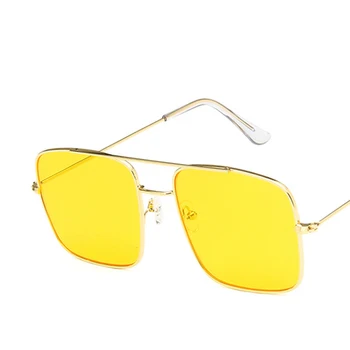 2019 Retro Kare büyük boy güneş gözlüğü Erkekler Kadınlar pembe Lens güneş gözlüğü Moda Vintage sarı Lüks Ayna renkli güneş gözlükleri