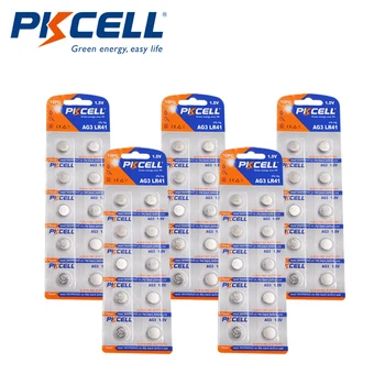 50 Adet / 5 kart PKCELL AG3 1.5 V 30mAh Düğme Piller LR41 AG3 izle pil SR41W 392 192 192A LR736 termometre piller