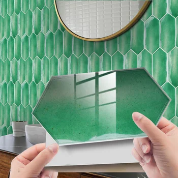 Yeşil Kendinden pvc yapıştırıcısı Eşkenar Dörtgen Retro duvar çıkartmaları Mutfak Banyo Merdiven Kristal karo zemin Macun mobilya dekorasyonu