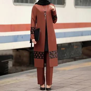 Kadınlar Kaftan Dubai İçin Ramazan Bayram Çarşafımın Türkiye Müslüman Moda Abayas Kaftan Türk İslam Giyim Slim Takım Elbise Ayarlayın 