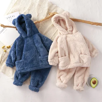 Çocuk Pijama Seti Sonbahar / kış Ayı giyim setleri Erkek Kız Pijama çocuk Genel Bebek Pijama Yürümeye Başlayan Kıyafetler