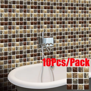 10 Adet / paket PVC Su Geçirmez Kendinden Yapışkanlı Duvar Kağıdı mutfak yağı Geçirmez Banyo Tuvalet Duvar Sticker Mozaik Taklit Kiremit Sticker