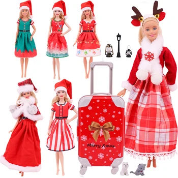Kawaii Noel Koleksiyonu Moda Sevimli Elfler Bebek Giyim Aksesuarları 2 Adet = Şapka + Giysi Uyar 30 cm Barbie Bebek Çocuk Oyuncak Hediye