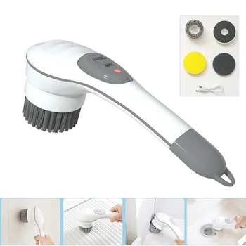 4-in-1 Elektrikli Temizleme Fırçası Banyo Yıkama Fırçası Mutfak Temizleme Aracı El Küvet Fırçası Elektrikli Döner Temizleme Fırçası