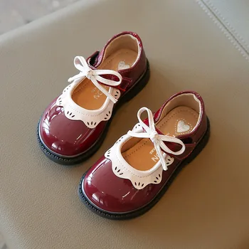 2023 Bahar Kızlar Vintage Ayakkabı Yuvarlak parmaklı Ayakkabı Kızlar tek ayakkabı Yay Kadın Toddler Sevimli Prenses Ayakkabı Çocuk Kız Ayakkabı
