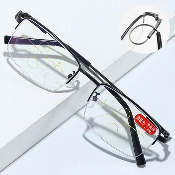 seemfly Akıllı İlerici okuma gözlüğü vintage Erkekler Kadınlar yakın ve uzak gözlük Anti mavi ışık Metal presbiyopik gözlük