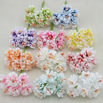 6 adet Sahte Bitkiler İpek Degrade Ercik El Yapımı yapay çiçekler Buket Düğün Dekorasyon DIY Çelenk Hediye Scrapbooking Craft