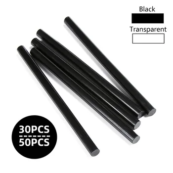 30 Adet 50 Adet çubuk tutkal Şeffaf Siyah Sopa 7-11mm El yapımı DIY Güçlü Yapışkan çubuk tutkal Tutkal Tabancası için Sıcak eriyik çubuk tutkal s