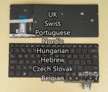 İNGILTERE İsviçre Portekizce İskandinav Macar İbranice Çek Slovak Belçika Klavye ASUS ZenBook İçin UX330CA 0KNB0-2601HU00, Arkadan Aydınlatmalı