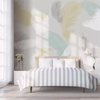 duvar Özel Duvar Kağıdı Orijinal İskandinav Basit Küçük Taze Renkli Tüy Yatak Odası Duvar papel pintado de pared papel parede