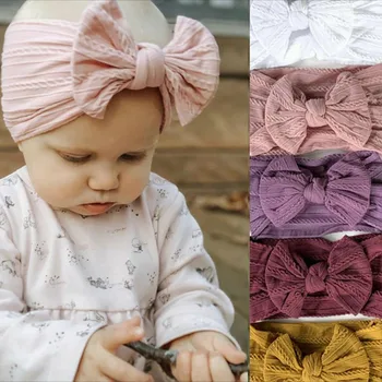 Yumuşak elastik çocuk şapkalar bebek fiyonku bebek saç bandı kız geniş bandana yenidoğan saç aksesuarları bebek kız kafa bandı