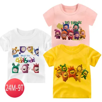 Çocuk Karikatür Oddbods T-Shirt Kız Anime Üst Erkek 3 Renkli Giyim Çocuklar Yaz Nefes Tişörtleri Sevimli Bebek Kız Giysileri Tee