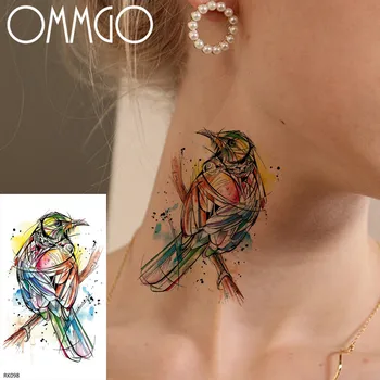 OMMGO Graffiti Hummingbird Geçici Dövmeler Kadınlar İçin Etiket Sahte Dövme Özel Dövmeler Sevimli Çekme Su Geçirmez Vücut Sanatı Kol