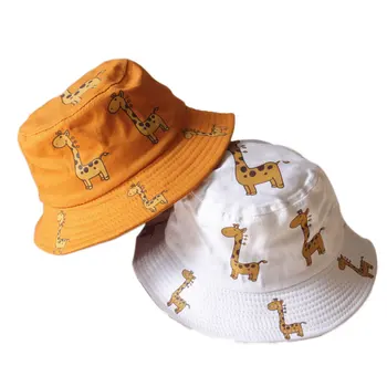 2020-02-10 Lioraitiin çocuk Kova Şapka Karikatür zürafa güneş şapkası Kız Erkek Açık plaj şapkası Kamp balıkçılık şapkası Panama Kap
