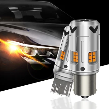 2x Araba 7440 LED Hiçbir Hiper Flaş Amber Sarı 16-SMD CSP LED T20 W21W 1156 7507 BAU15S LED Ampuller Dönüş sinyal ışıkları, Canbus