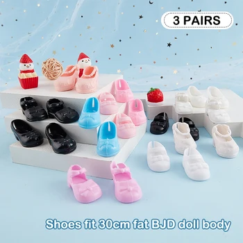 Dollhouse Minyatür 1/6 BJD İçin 30 CM Bebek çeşitli Renkler Topuklu Düz Prenses Ayakkabı 3 Pairs Bebek Aksesuarları