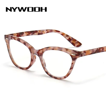 NYWOOH Anti mavi ışık kedi göz okuma gözlüğü kadın moda baskı presbiyopik gözlük bilgisayar gözlük diyoptri + 1.5 2.0 4.0