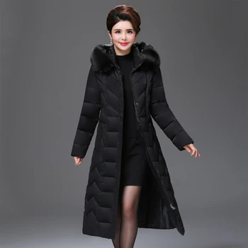 X uzun 2021 kış rahat ceket kadın ofis bayanlar parka mujer katı kapşonlu kürk yaka ince kadın kalın ceket