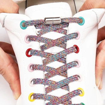 Renkli Hiçbir Kravat Ayakkabı bağcıkları Düz Ayakkabı Bağcığı Sneakers için Elastik Bağcıkları bağları olmadan Çocuklar Yetişkin Hızlı ayakkabı bağcığı lastik bantlar