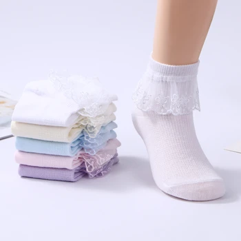 Bebek Kız Çorap Dantel Fırfır Fırfırlı Çiçek Yumuşak Çocuklar %100 % Pamuk Kısa Kız Çorap Nefes Prenses Beyaz Dans Çorap