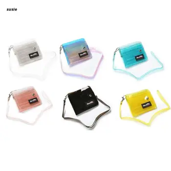 Kart Tutucu Şeffaf Cüzdan Şeffaf Çanta Glitter PVC kart çantası Boyun Kordon