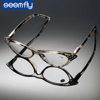 ıboode Klasik okuma gözlüğü Kadın Erkek Çiçek Kedi Gözü Çerçeve Presbiyopik Gözlük Marka Tasarım gözlük +1 +1.5 +2 2.5 3 +3.5