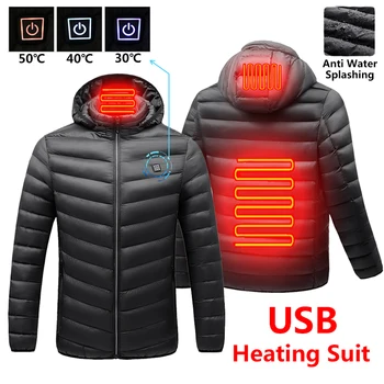 2021 Yeni Erkek Kış sıcak USB Isıtma Polar Ceketler Parkas Erkekler Akıllı Termostat Ayrılabilir Kapşonlu ısıtmalı Su Geçirmez Ceket Erkekler