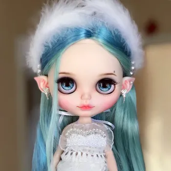 BUZLU DBS Blyth Doll ortak vücut mat yüz tan koyu doğal cilt yumuşak saç NEO BJD oyuncak hediye DIY EL SETİ A & B