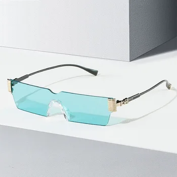 Yeni Çerçevesiz moda güneş gözlükleri Erkekler Ve Kadınlar İçin Tasarımcı Marka Kare Renkli Gözlük Unisex Şık Shades UV400