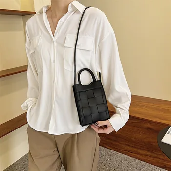 Kadın Haberci Telefonu Çantası Yüksek Kaliteli PU deri çanta Kısa Saplı Yaz Lüks Tasarımcı Trendi omuzdan askili çanta Mini Örgü