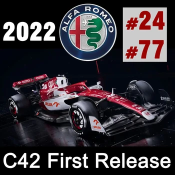 2022 F1 Model Arabalar 1: 43 Bburago Alfa Romeo C42 # 24 Guanyu Zhou #77 Bottas Alaşım pres döküm model araç Oyuncaklar Çocuklar için Koleksiyonları