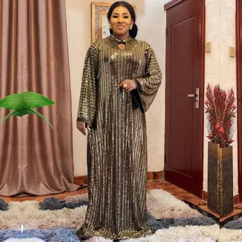 Sequins Afrika Elbiseler Kadınlar İçin 2021 Afrika giyim uzun müslüman elbisesi Yüksek Kalite Moda Afrika Maxi Elbise Bayan Abaya