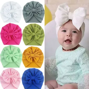 Lioraitiin 12 Renkler Kız Şapka Sevimli Bebek fiyonk Türban Şapka Yürüyor Çocuk Başkanı Wrap Başörtüsü Kafa Bandı