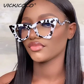 2021 Yeni Kadın Klasik Retro Kedi Göz Gözlük Çerçeve Moda Degrade Güneş Gözlüğü Benzersiz Kare Gözlük Punk Düz Ayna Gözlük