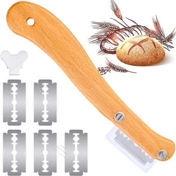 Ekmek Kesici Lame Ahşap Saplı Kesme Hamur Puanlama Bıçağı Yapmak İçin Değiştirilebilir Bıçaklı mutfak gereçleri