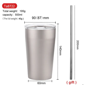 Titanyum Çift Duvar Kahve Fincanları Çay Bardağı su bardağı Sapsız Bira İçme Şişesi meyve suyu şişesi Hafif İstiflenebilir 500ml