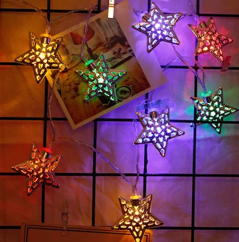 LED Tatil Odası Dekorasyon Beş Köşeli Yıldız Geometrik aydınlatma pili renk gece lambası