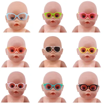 Bebek Güneş Gözlüğü Karikatür Gözlük Fit 18 İnç amerikan oyuncak bebek ve 43 Cm Bebek Yeniden Doğmuş Bebek Aksesuarları Bizim Nesil kız çocuk oyuncağı DIY