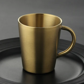 300 ml Su Bardağı Drinkware Kupalar Çift 304 Paslanmaz Çelik Altın Bira Kahve Fincanı Kupalar Kahve Fincanları tazas orijinalleri jarra cerveza