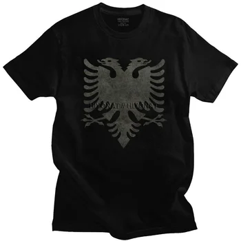 Yenilik Arnavut Kartal Crest T Gömlek Erkekler için Kısa Kollu Gurur Arnavutluk T-shirt arması Tee %100 % Pamuk Tişörtleri Giyim